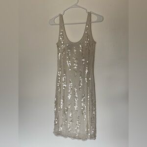 Pisarro Nights Ivory Beaded Gown